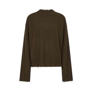 Uma Wang Women Green Cashmere Sweater With Distressed Details